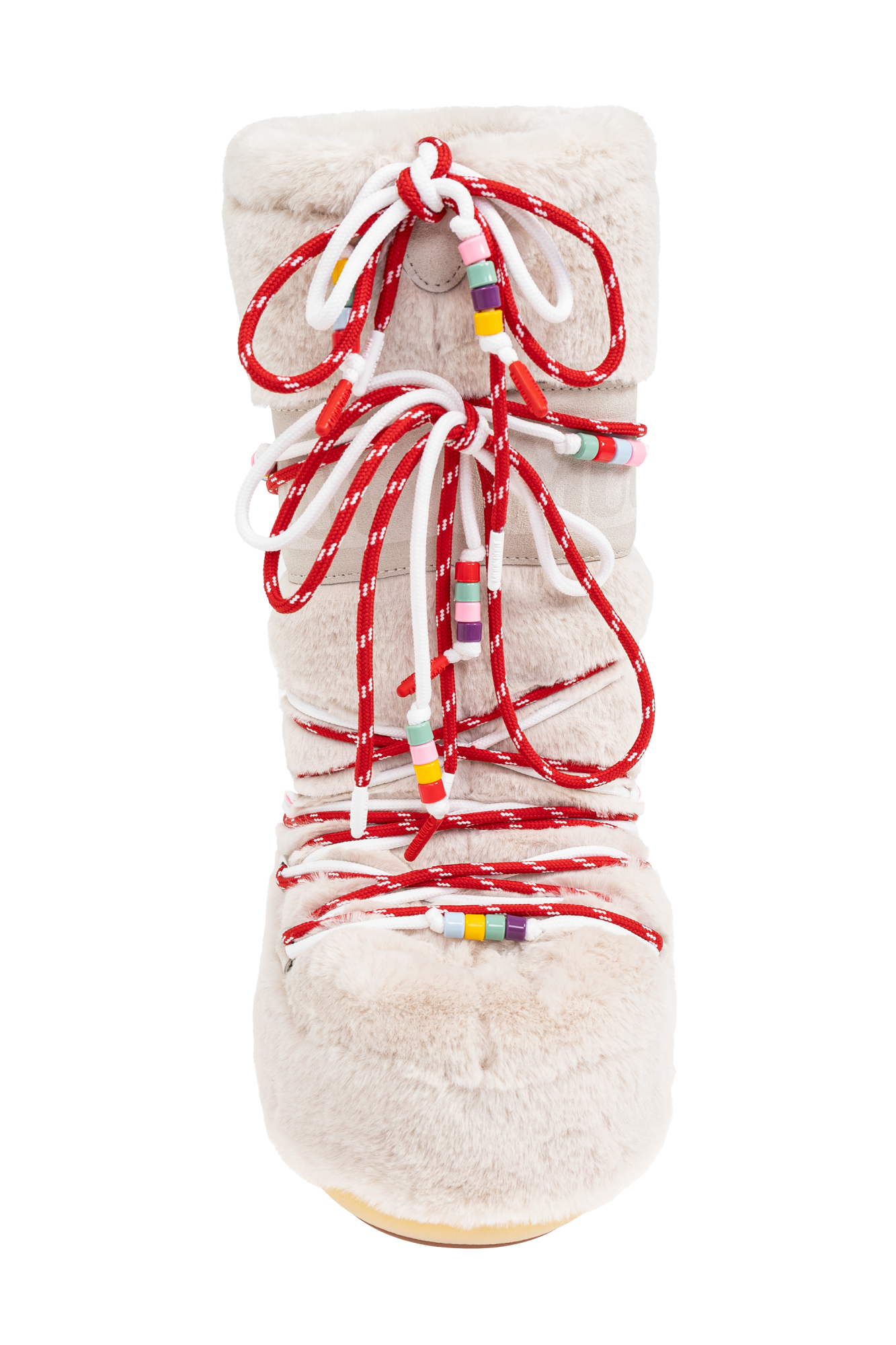 Cream Snow Boots 'Icon Faux Fur Beads' Moon Boot